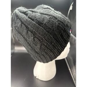 Black Tommy Hilfiger skullie cap ski‎ winter hat  beanie